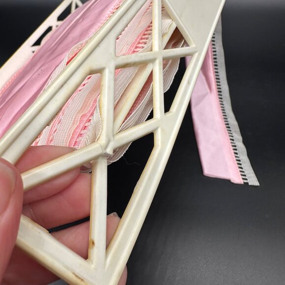 Vintage Pink Satin Ribbon Trim Edging Lingerie White Fabric Sewing Crafting READ - Picture 6 of 9